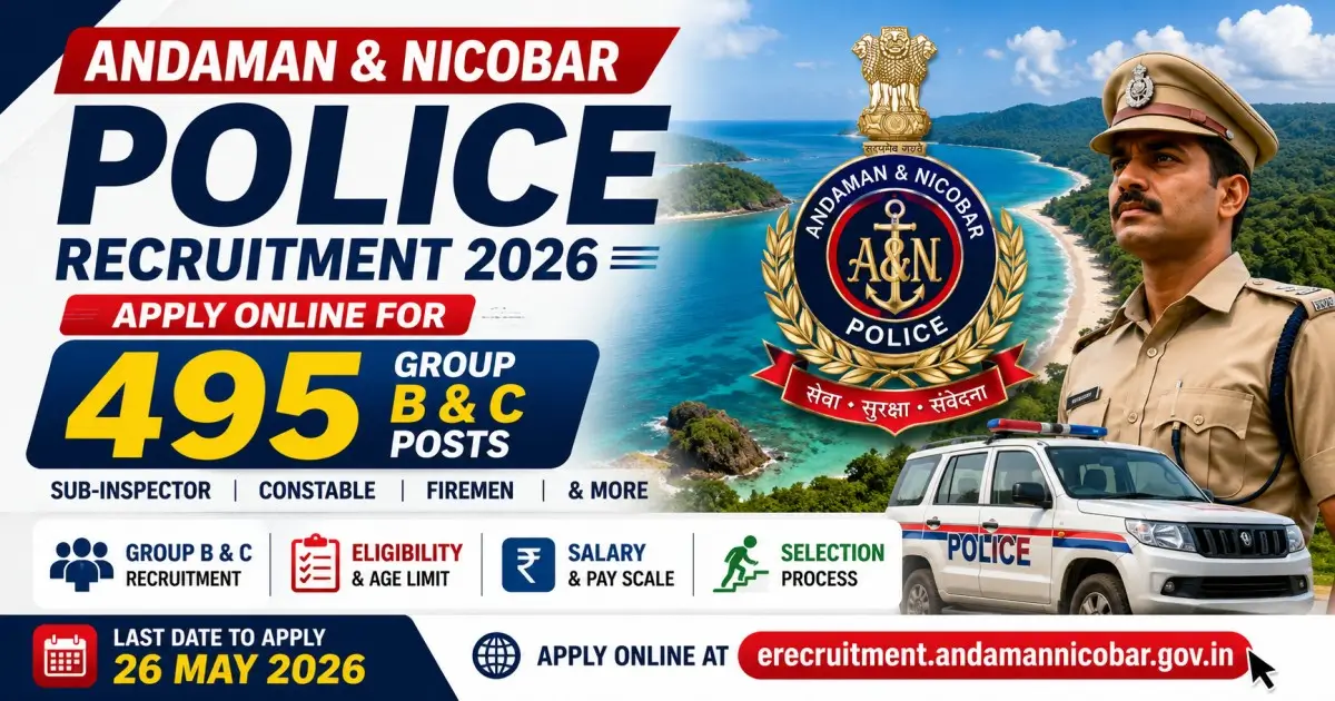 Andaman & Nicobar Police Recruitment 2026 - Apply Online for 495 Group B & C Posts