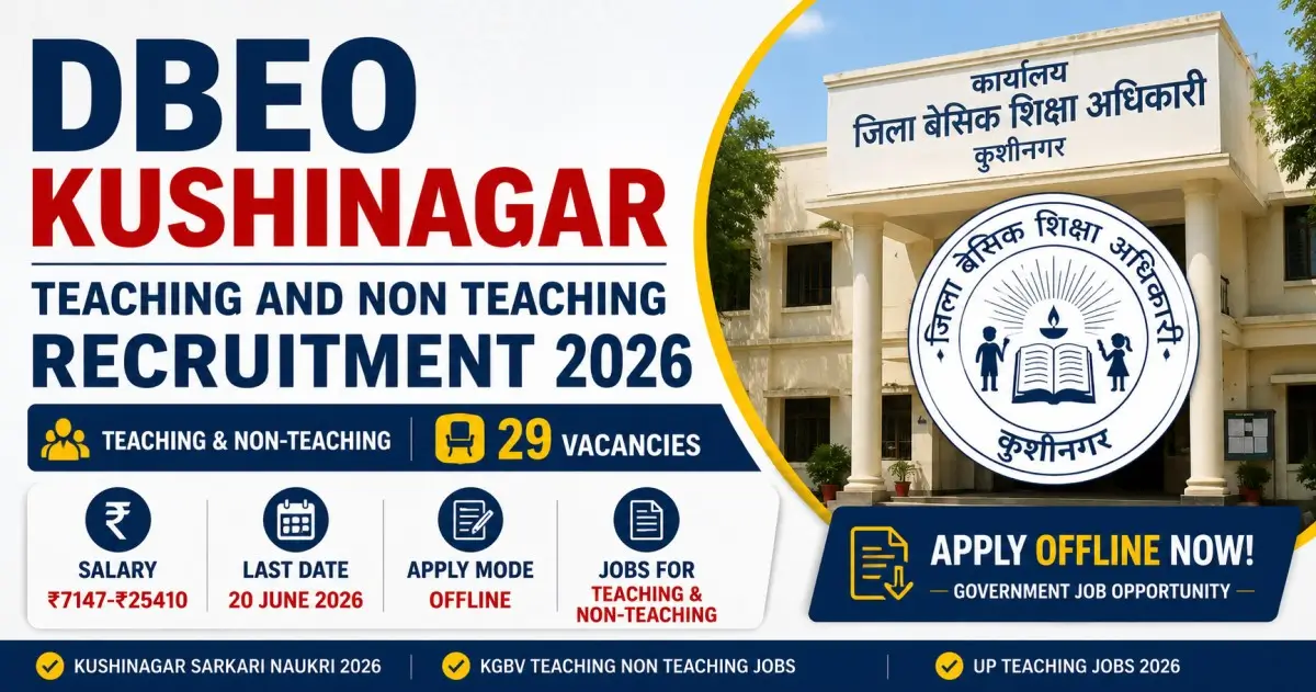 DBEO Kushinagar Teaching and Non Teaching Recruitment 2026 - Vacancy, Salary, Last Date