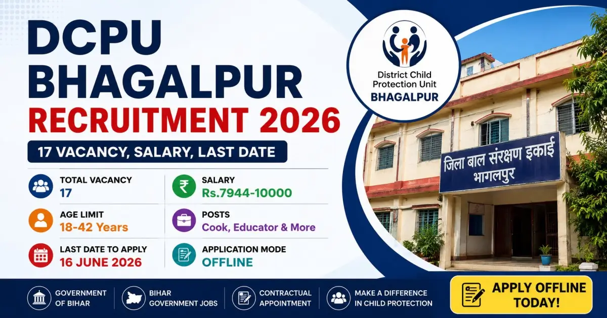 DCPU Bhagalpur Recruitment 2026 - 17 Vacancy, Salary, Last Date