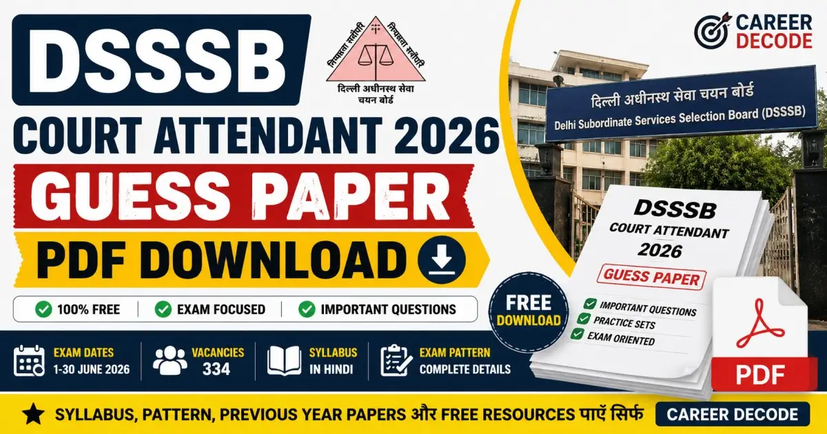 DSSSB Court Attendant 2026 Guess Paper PDF Download