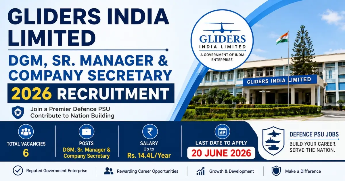 Gliders India Limited DGM, Sr. Manager & Company Secretary 2026 Recruitment - Vacancy, Salary, Last Date