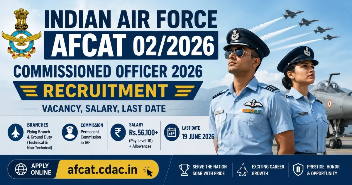 Indian Air Force AFCAT 02/2026 Commissioned Officer 2026 Recruitment - Vacancy, Salary, Last Date