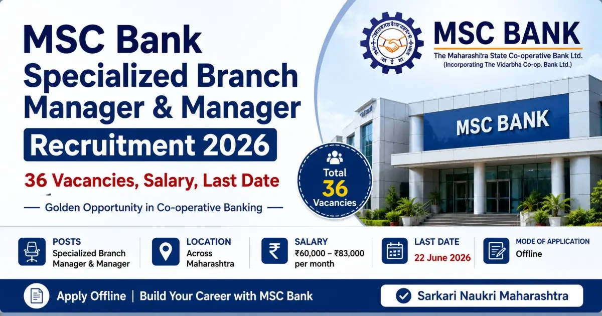 MSC Bank Specialized Branch Manager & Manager Recruitment 2026 - 36 Vacancies, Salary, Last Date