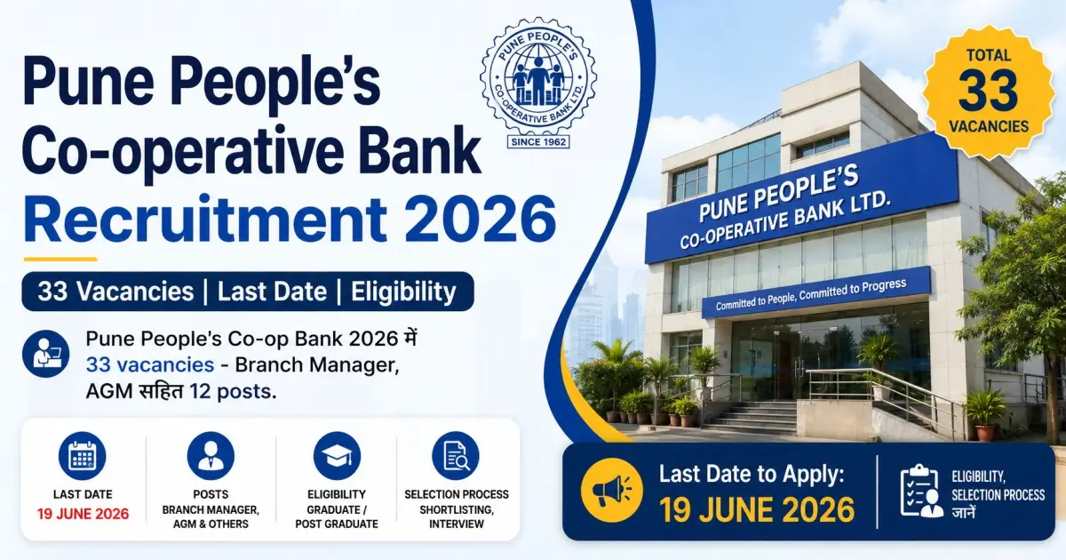 Pune People's Co-operative Bank Recruitment 2026 - 33 Vacancies, Last Date, Eligibility