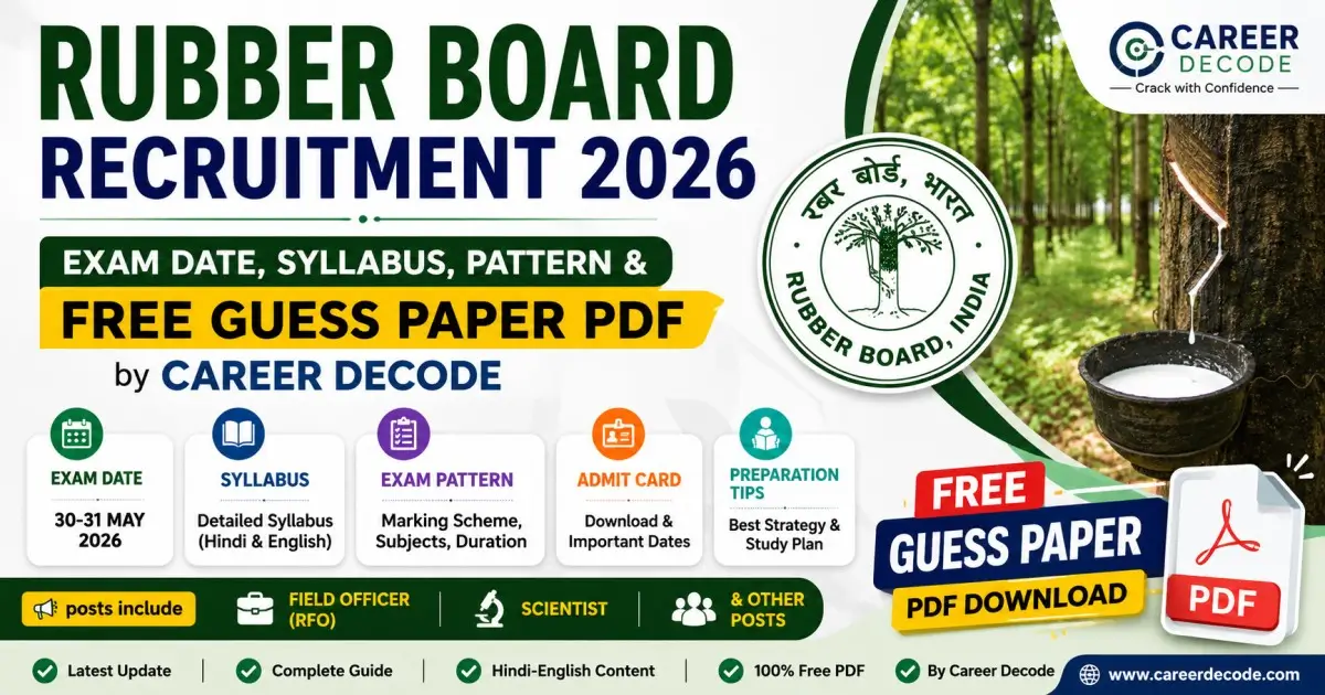 Rubber Board Recruitment 2026 - Exam Date, Syllabus, Pattern & Free Guess Paper PDF by Career Decode