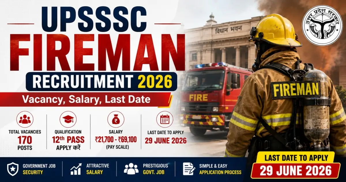 UPSSSC Fireman Recruitment 2026 - Vacancy, Salary, Last Date